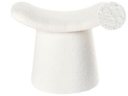 Wyld And Coco Off-White Boucle Teddy Pouffe Footstool With Foam Filling, 570mm X 460mm - thumbnail 3