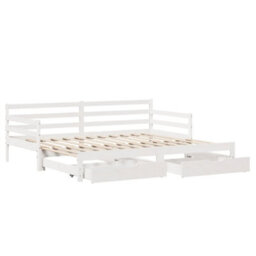 Berkfield Daybed With Trundle And Drawers Without Mattress White 90X190 Cm Single - thumbnail 3