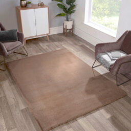 Faux Fur Beige Plain Shaggy Polyester Easy To Clean Rug For Living Room And Bedroom-150Cm X 200Cm - thumbnail 1