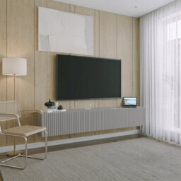 Heze Furniture Joyce Wall Mounted Tv Unit Modern Fluted Matt Finish 200Cm - Arctic Grey