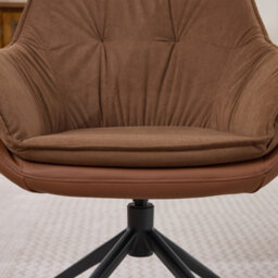 Matteo Brown Faux Leather Modern Office Armchair With Swivel Base - Ergonomic Home & Vanity Chair For Living Room & Bedroom - thumbnail 7