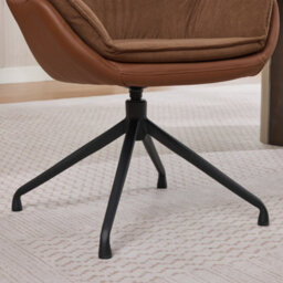 Matteo Brown Faux Leather Modern Office Armchair With Swivel Base - Ergonomic Home & Vanity Chair For Living Room & Bedroom - thumbnail 6