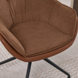Matteo Brown Faux Leather Modern Office Armchair With Swivel Base - Ergonomic Home & Vanity Chair For Living Room & Bedroom - thumbnail 5