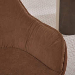 Matteo Brown Faux Leather Modern Office Armchair With Swivel Base - Ergonomic Home & Vanity Chair For Living Room & Bedroom - thumbnail 4