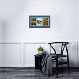 AK Frames 40X20Cm Navy Blue Classic Multi Photo Frame With Silver Mount - Holds 3 Apertures (3X) 6X4 Photos - thumbnail 3