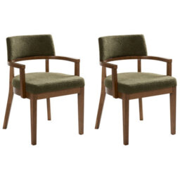 Beliani Set Of 2 Dining Chairs Dalbo Boucle Brown/ Green - thumbnail 4