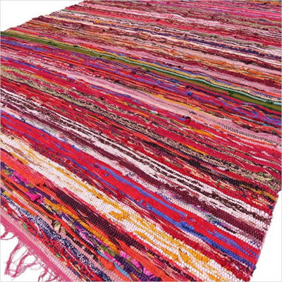Red Luxury Rag Rug 150X90Cm - Cozy, Vibrant Home Decor - image 1