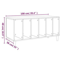 Berkfield Record Cabinet White 100X38X48 Cm Engineered Wood - thumbnail 8