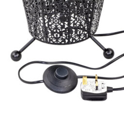 Happy Homewares Traditional And Ornate Floral Moroccan Floor Lamp In Black Gloss - thumbnail 4