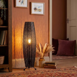 Happy Homewares Traditional And Ornate Floral Moroccan Floor Lamp In Black Gloss - thumbnail 6