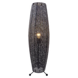 Happy Homewares Traditional And Ornate Floral Moroccan Floor Lamp In Black Gloss - thumbnail 2