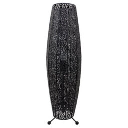 Happy Homewares Traditional And Ornate Floral Moroccan Floor Lamp In Black Gloss