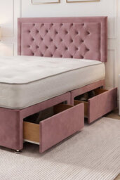 "Knight Sleep Ellis Pink Plush Bed Set With Mattress, 2 Drawers Same Side & 24""headboard 3Ft - Single" - thumbnail 2