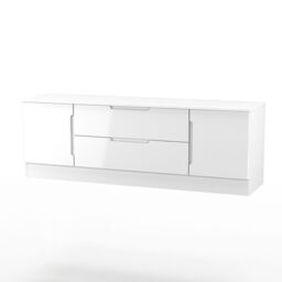 Messina Gloss White Tv Stand With 2 Drawers, (H)49.5Cm X (W)144.2Cm X (D)40Cm - thumbnail 3
