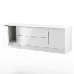 Messina Gloss White Tv Stand With 2 Drawers, (H)49.5Cm X (W)144.2Cm X (D)40Cm - thumbnail 5