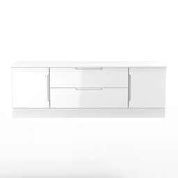 Messina Gloss White Tv Stand With 2 Drawers, (H)49.5Cm X (W)144.2Cm X (D)40Cm - thumbnail 1
