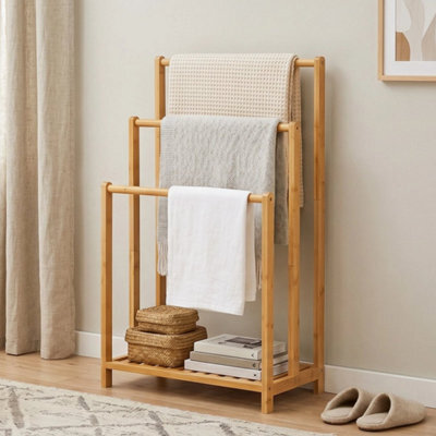 Towel Rack Towel Rail Towel Stand For Bathroom Drying Stand Bamboo - image 1