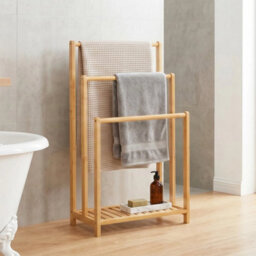 Towel Rack Towel Rail Towel Stand For Bathroom Drying Stand Bamboo - thumbnail 3
