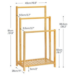 Towel Rack Towel Rail Towel Stand For Bathroom Drying Stand Bamboo - thumbnail 2