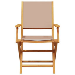 Berkfield Folding Garden Chairs 6 Pcs Taupe Fabric And Solid Wood - thumbnail 4