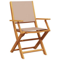 Berkfield Folding Garden Chairs 6 Pcs Taupe Fabric And Solid Wood - thumbnail 3