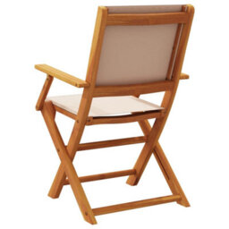 Berkfield Folding Garden Chairs 6 Pcs Taupe Fabric And Solid Wood - thumbnail 6