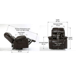 More4Homes Chester Electric Bonded Leather Automatic Recliner Armchair Sofa Home Lounge Chair (Brown) - thumbnail 9