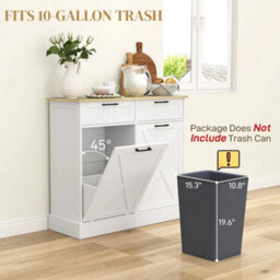 Sideboard With Tilt-Out Trash Bin, Kitchen Sideboard With 2 Drawers, Shelves - thumbnail 4