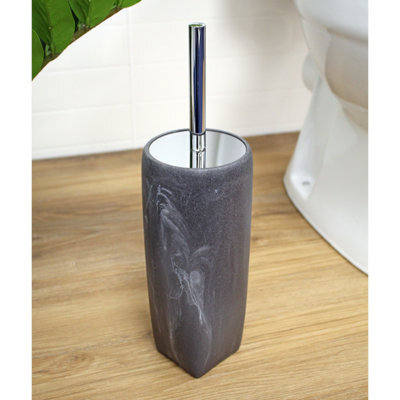 Showerdrape Octavia Grey Marble & Chrome Toilet Brush & Holder - image 1