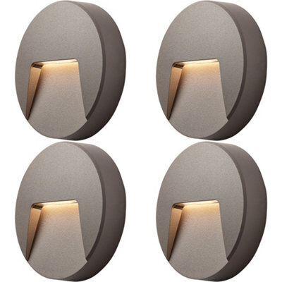 4 Pack Round Outdoor Ip65 Pathway Guide Light - Indirect Cct Led - Grey Abs - image 1