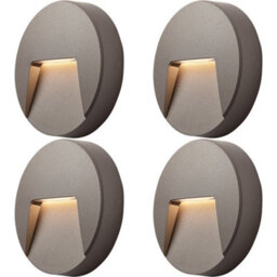4 Pack Round Outdoor Ip65 Pathway Guide Light - Indirect Cct Led - Grey Abs
