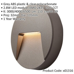4 Pack Round Outdoor Ip65 Pathway Guide Light - Indirect Cct Led - Grey Abs - thumbnail 2