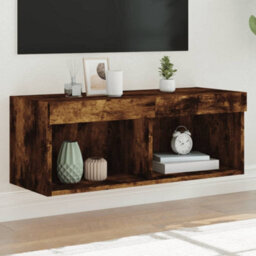 Berkfield Tv Cabinet With Led Lights Smoked Oak 80X30X30 Cm - thumbnail 1