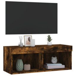 Berkfield Tv Cabinet With Led Lights Smoked Oak 80X30X30 Cm - thumbnail 6