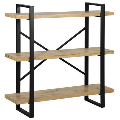 Beliani 3 Tier Shelving Unit Timber 111 Cm Light Brown - image 1