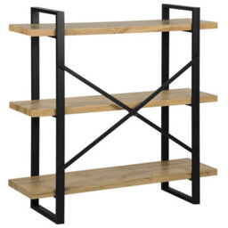 Beliani 3 Tier Shelving Unit Timber 111 Cm Light Brown - thumbnail 5