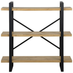 Beliani 3 Tier Shelving Unit Timber 111 Cm Light Brown - thumbnail 4