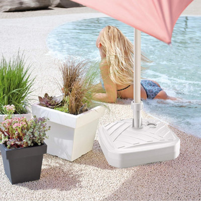 Urbn-Living Urbnliving Height 13Cm 12L Square White Colour Plastic Umbrella Parasol Base Stand Garden Sunshade Holder - image 1