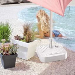 Urbn-Living Urbnliving Height 13Cm 12L Square White Colour Plastic Umbrella Parasol Base Stand Garden Sunshade Holder
