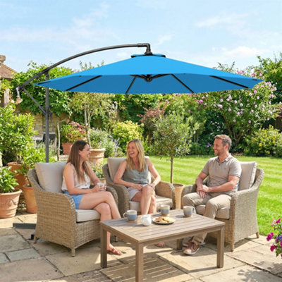 Outsunny 3(M) Banana Parasol Cantilever Umbrella Garden