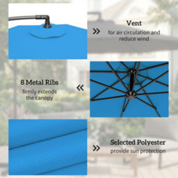 Outsunny 3(M) Banana Parasol Cantilever Umbrella Garden - thumbnail 6