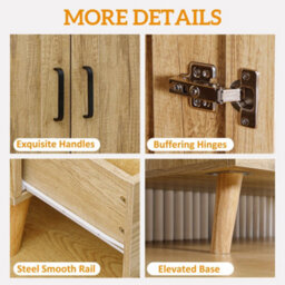 Wyld Haus Corasoro 2-Door Tall Wardrobe Natural Wood-Effect Finish With 2 Drawers And Hanging Rail - thumbnail 7