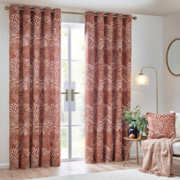 HÖEM Hoem Nola Abstract Room Darkening Eyelet Curtain Pair Chestnut (W)168Cm X (D)137Cm - thumbnail 2