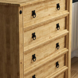 5 Drawer Chest Rustic Distressed Waxed Pine Storage Bedroom Furniture - thumbnail 4