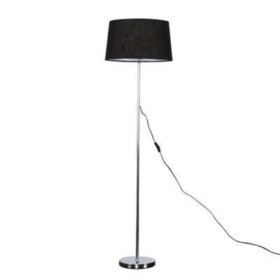 Valuelights Charles Chrome Floor Lamp With Black Linen Shade - image 1