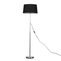 Valuelights Charles Chrome Floor Lamp With Black Linen Shade