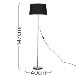 Valuelights Charles Chrome Floor Lamp With Black Linen Shade - thumbnail 7