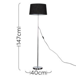 Valuelights Charles Chrome Floor Lamp With Black Linen Shade - thumbnail 6