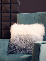 Orsina Bosie Mongolian Fur Grey Ombre Square Cushion - thumbnail 4