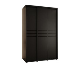 Arte Sleek Black Sliding Door Wardrobe W160Cmh205Cmd60Cm - Spacious Modern Storage - thumbnail 1